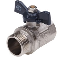 Кран шаровой AQUALINK ВР-НР 1/2″ Ду15 Ру35 полнопроходной муфтовый, латунный, внутренняя/наружная резьба, управление ручка-бабочка