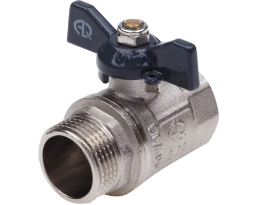 Кран шаровой AQUALINK ВР-НР 1/2″ Ду15 Ру35 полнопроходной муфтовый, латунный, внутренняя/наружная резьба, управление ручка-бабочка Кран шаровой AQUALINK ВР-НР 1/2″ Ду15 Ру35 полнопроходной муфтовый, латунный, внутренняя/наружная резьба, управление ручка-бабочка