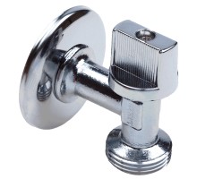 Кран шаровой AQUALINK НР-НР 1/2″х3/4″ Ду15x20 Ру10 стандартнопроходной муфтовый угловой для сантехнических приборов, латунный, наружная/наружная резьба, управление ручка-флажок