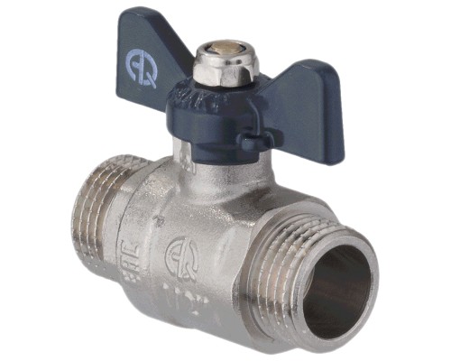 Кран шаровой AQUALINK НР-НР 1/2″ Ду15 Ру35 полнопроходной муфтовый, латунный, наружная/наружная резьба, управление ручка-бабочка Кран шаровой AQUALINK НР-НР 1/2″ Ду15 Ру35 полнопроходной муфтовый, латунный, наружная/наружная резьба, управление ручка-бабочка