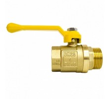 Кран шаровой STI для газа 1/2″ Ду15 Ру16 муфтовый (штуцер-муфта) полнопроходной, рычаг, корпус - латунь