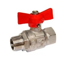 Кран шаровой ГАЛЛОП Крепыш 331 1/2″ Ду15 Ру16 полнопроходной, внутренняя-наружная резьба, ручка-бабочка, латунный никелированный