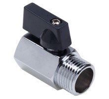 Кран шаровой AQUALINK Мини ВР-НР 1/2″ Ду15 Ру16 неполнопроходной муфтовый, латунный, внутренняя/наружная резьба, управление ручка-флажок