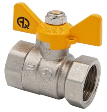 Кран шаровой AQUALINK ВР-ВР 3/4″ Ду20 Ру16 стандартнопроходной муфтовый для газа, латунный, внутренняя/внутренняя резьба, управление ручка-бабочка