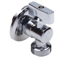 Кран шаровой AQUALINK 1/2″х1/2″ Ду15х15 Cr B Ру10 стандартнопроходной муфтовый угловой с удлиненной резьбой для бытовых приборов, латунный, наружная/наружная резьба, управление ручка-флажок