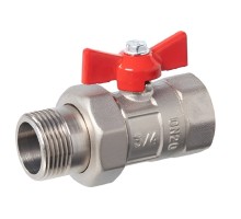 Кран шаровой ГАЛЛОП Практик 132 никель 3/4″ Ду20 Py16 внутренняя резьба/американка стандартнопроходной, управление ручка-бабочка с удлинителем, корпус - латунь