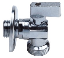 Кран шаровой AQUALINK 1/2″х3/4″ Ду15x20 Cr B Ру10 стандартнопроходной муфтовый угловой с удлиненной резьбой для бытовых приборов, латунный, наружная/наружная резьба, управление ручка-флажок
