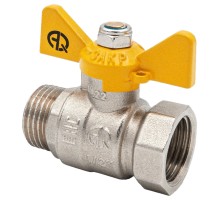 Кран шаровой AQUALINK ВР-НР 3/4″ Ду20 Ру16 стандартнопроходной муфтовый для газа, латунный, внутренняя/наружная резьба, управление ручка-бабочка