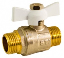 Кран шаровой STI 3/4″ Ду20 Ру40 муфтовый (штуцер-муфта) полнопроходной, бабочка, корпус-латунь