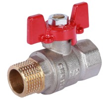Кран шаровой ROMMER RBV-0004 1/2″ Ду15 Ру40 полнопроходной муфтовый, латунный, внутренняя/наружная резьба, управление ручка-бабочка