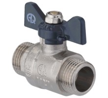 Кран шаровой AQUALINK НР-НР 3/4″ Ду20 Ру35 полнопроходной муфтовый, латунный, наружная/наружная резьба, управление ручка-бабочка