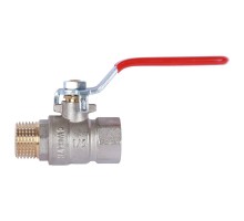 Кран шаровой ROMMER RBV-0002 1/2″ Ду15 Ру40 полнопроходной муфтовый, латунный, внутренняя/наружная резьба, управление ручка-рычаг