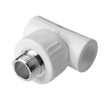 Тройник полипропиленовый PP-R комбинированный Aqualink Дн20x3/4″ Ру25 наружная резьба