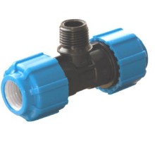 Тройник ПНД Политэк Дн32x3/4x32 НР Ру16 с наружной резьбой